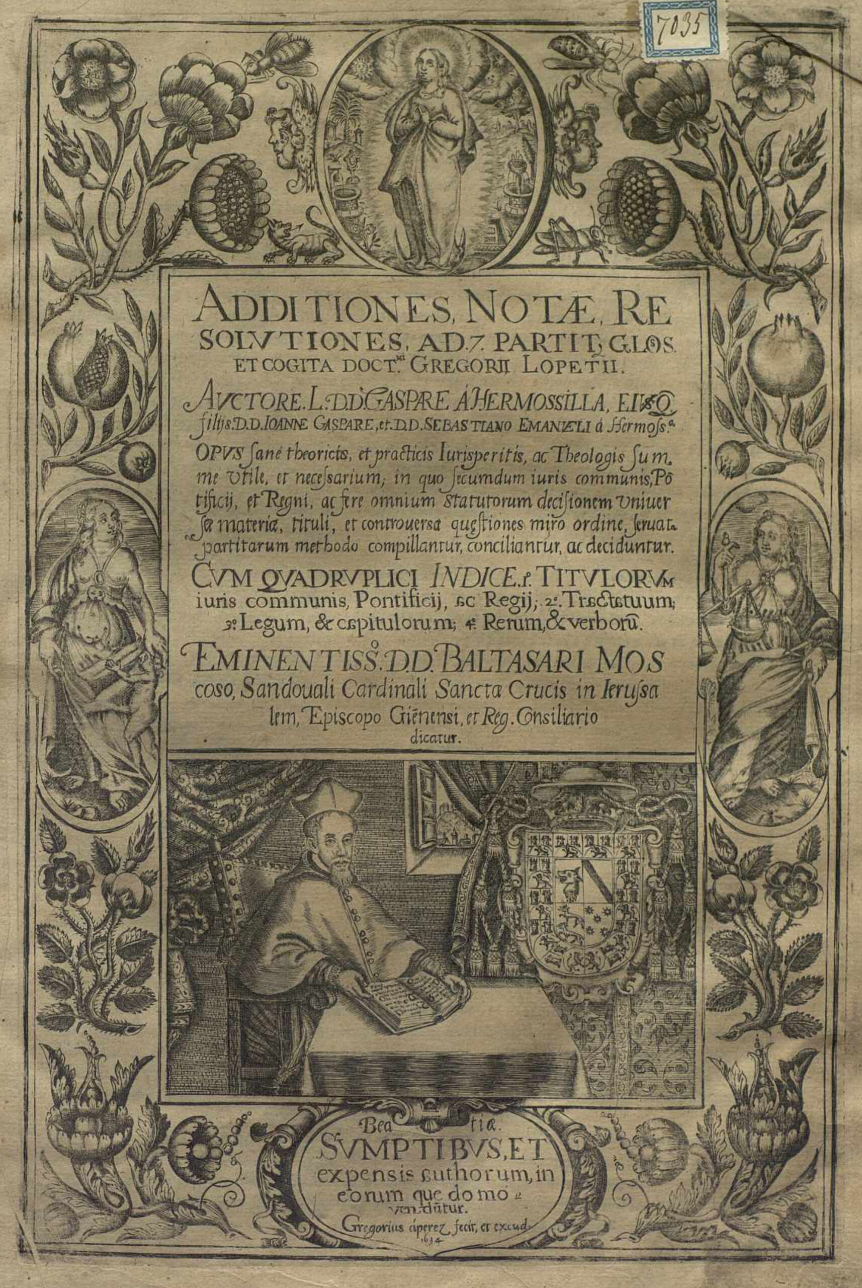 Marco ornamental con Inmaculada Concepción y retrato del Cardenal Baltasar de Moscoso y Sandoval