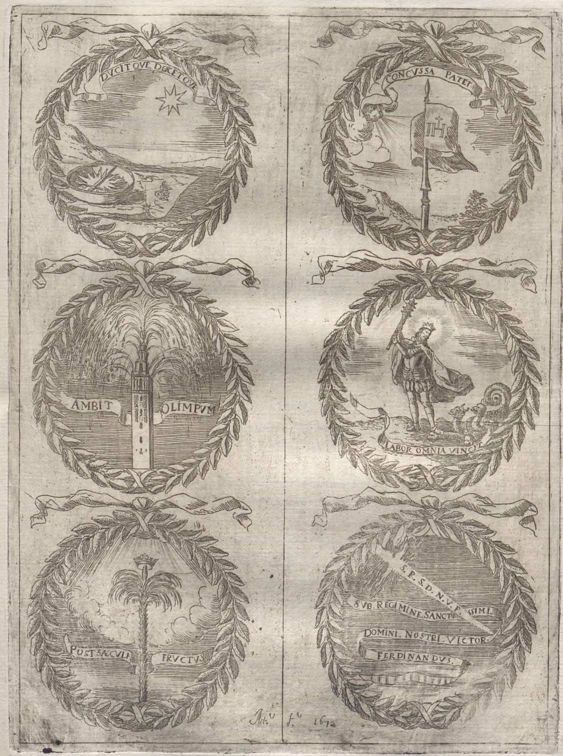 6. Jeroglíficos del Triunfo erigido en la catedral de Sevilla, en Fiestas… al nuevo culto del Señor Rey S. Fernando. F. de la Torre Farfán