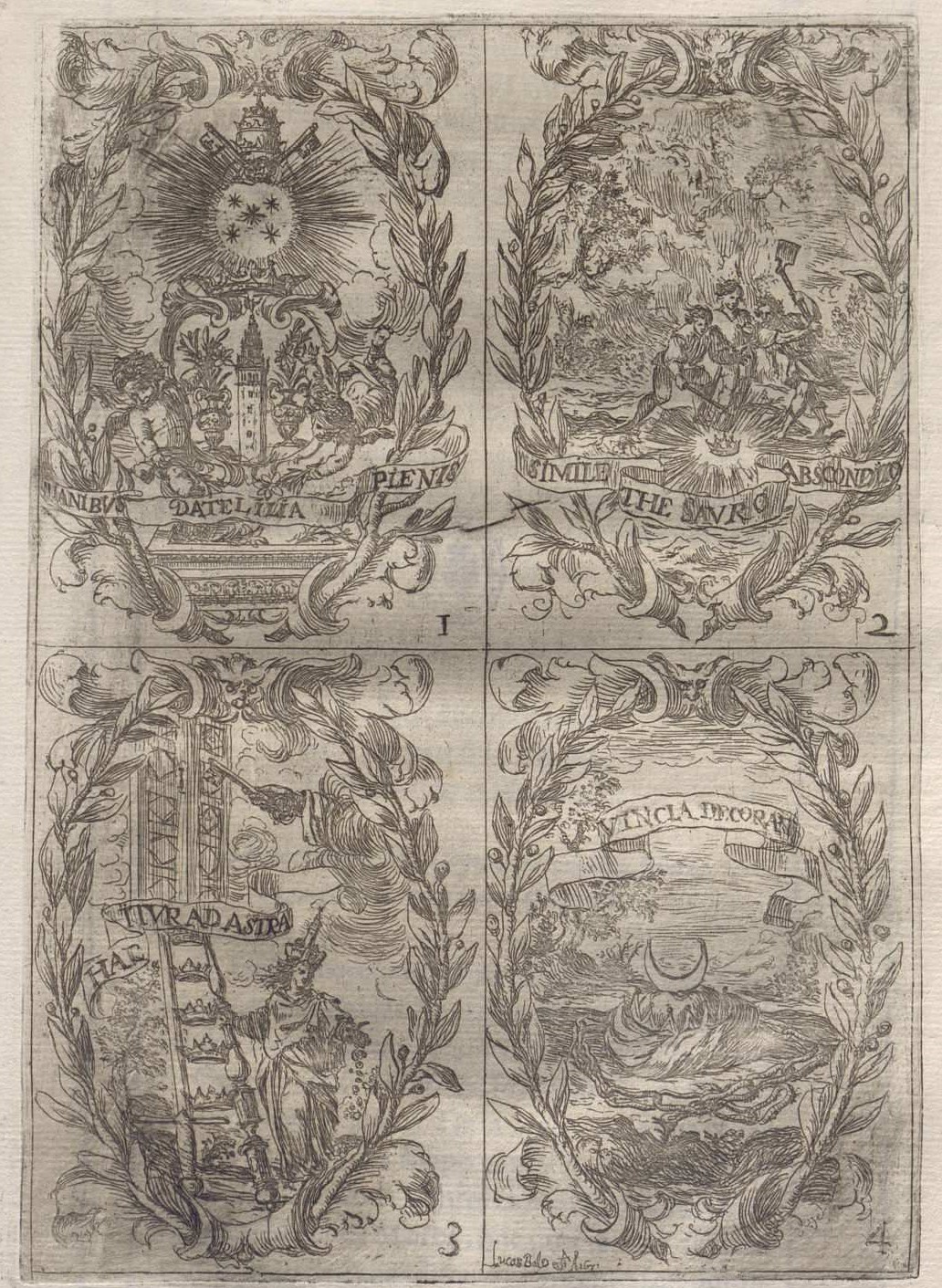 1. Jeroglíficos del Triunfo erigido en la catedral de Sevilla, en Fiestas… al nuevo culto del Señor Rey S. Fernando. F. de la Torre Farfán